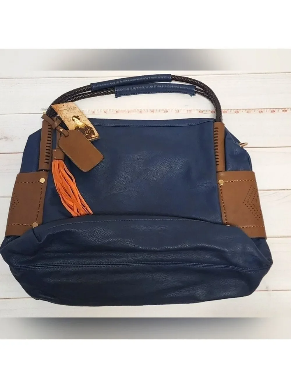 Donna Bella Large Navy Handbag - New With Tags - Picture 2 of 9